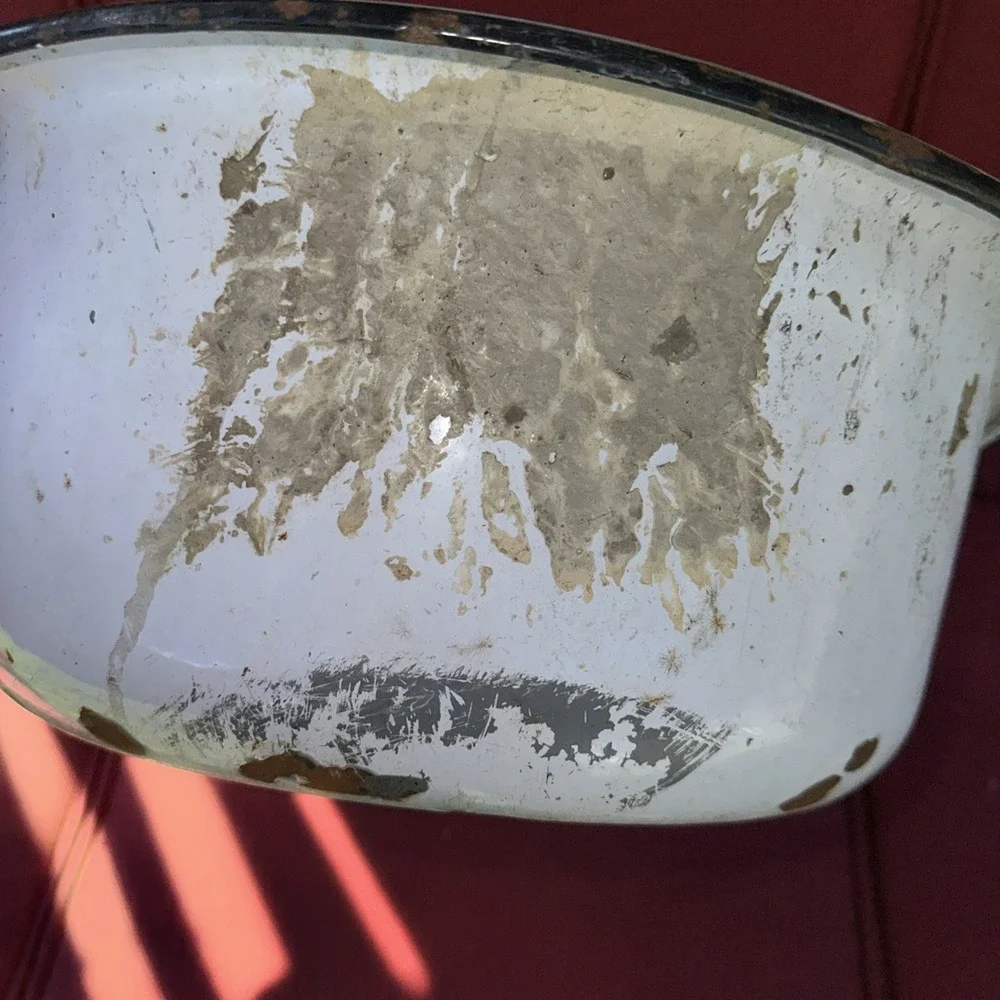 Vtg Large Enamel Ware Basin Oval Wash Tub Antique Yard Art Planter Prop Decor